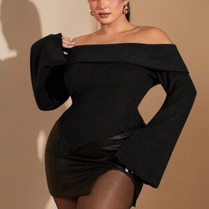 SHEIN Black Off-Shoulder Sweater